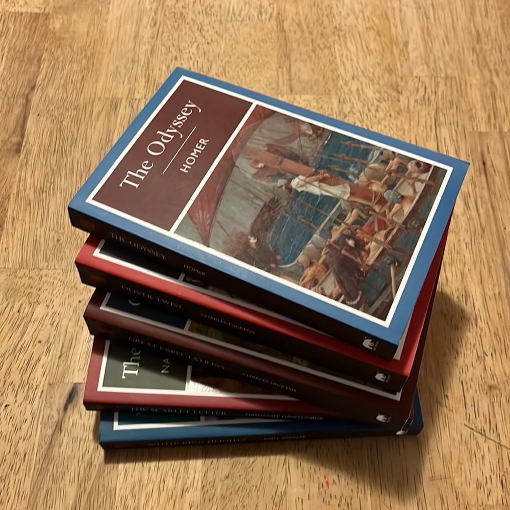 Classics Homer Dickens Hawthorne Bronte Bundle of Five Books